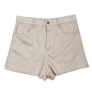 NWT Zara Cream Faux Suede High Waisted Stretch Shorts Size 6